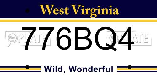 776BQ4 West Virginia License Plate