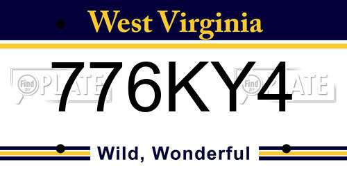 776KY4 West Virginia License Plate