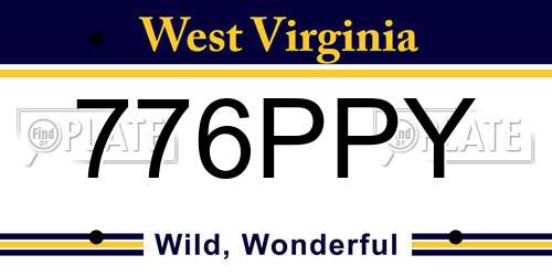 776PPY West Virginia License Plate
