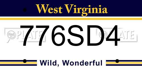 776SD4 West Virginia License Plate