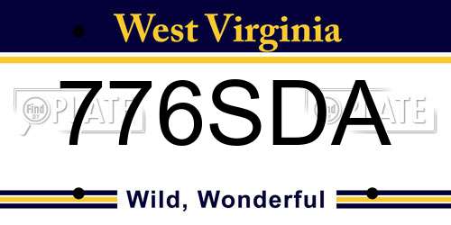776SDA West Virginia License Plate