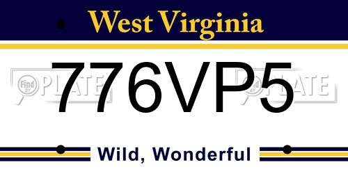776VP5 West Virginia License Plate