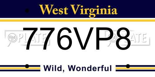 776VP8 West Virginia License Plate