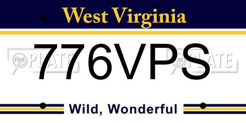 776VPS West Virginia License Plate