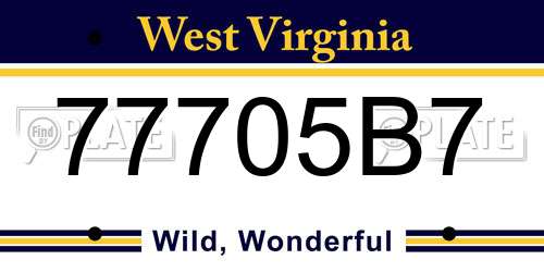 77705B7 West Virginia License Plate