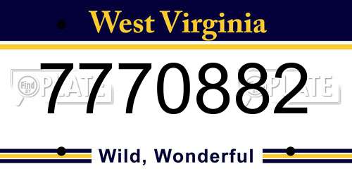 7770882 West Virginia License Plate
