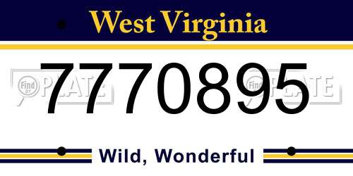 7770895 West Virginia License Plate