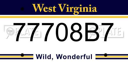 77708B7 West Virginia License Plate