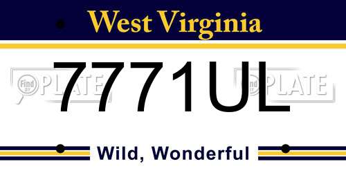 7771UL West Virginia License Plate