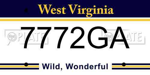 7772GA West Virginia License Plate