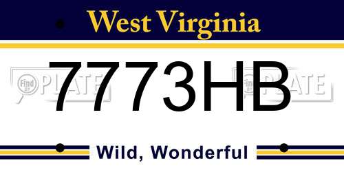 7773HB West Virginia License Plate