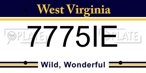 7775IE West Virginia License Plate