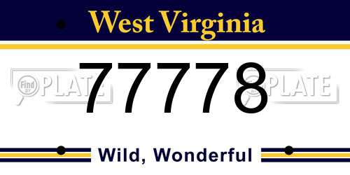 77778 West Virginia License Plate