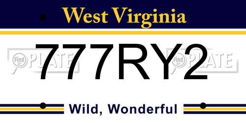 777RY2 West Virginia License Plate