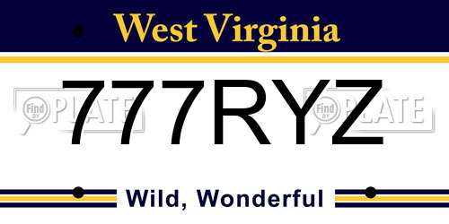 777RYZ West Virginia License Plate
