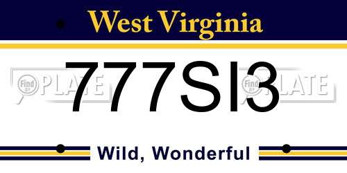 777SI3 West Virginia License Plate