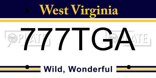 777TGA West Virginia License Plate