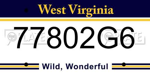 77802G6 West Virginia License Plate