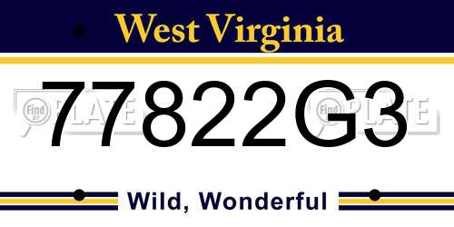 77822G3 West Virginia License Plate