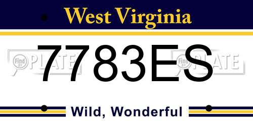 7783ES West Virginia License Plate