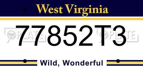 77852T3 West Virginia License Plate