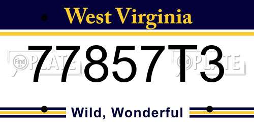 77857T3 West Virginia License Plate