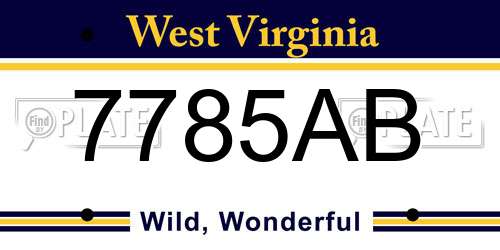 7785AB West Virginia License Plate