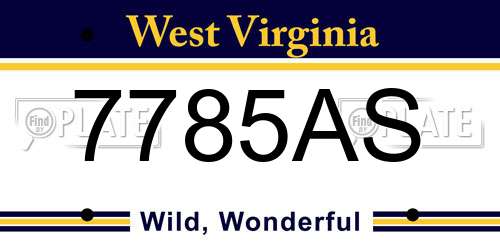 7785AS West Virginia License Plate