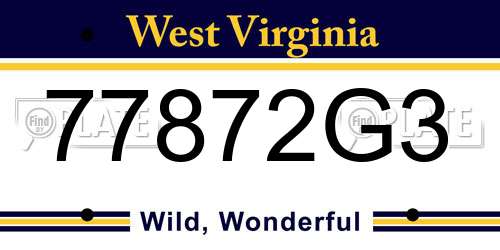77872G3 West Virginia License Plate