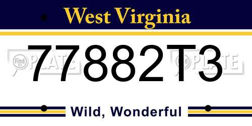 77882T3 West Virginia License Plate
