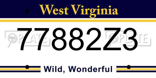 77882Z3 West Virginia License Plate