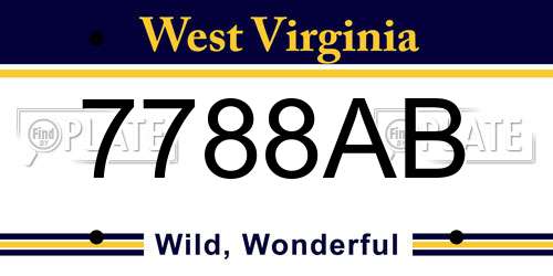 7788AB West Virginia License Plate