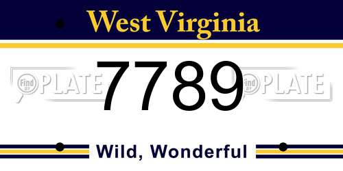 7789 West Virginia License Plate