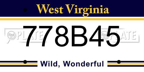 778B45 West Virginia License Plate