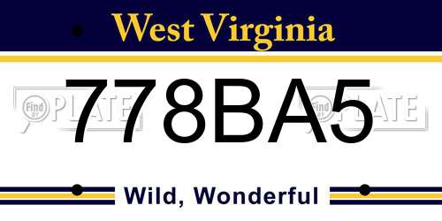 778BA5 West Virginia License Plate