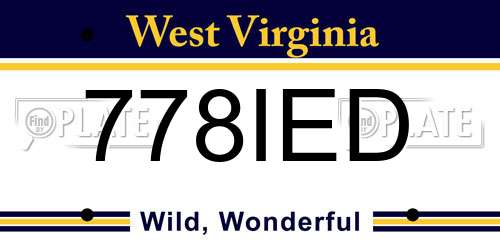 778IED West Virginia License Plate