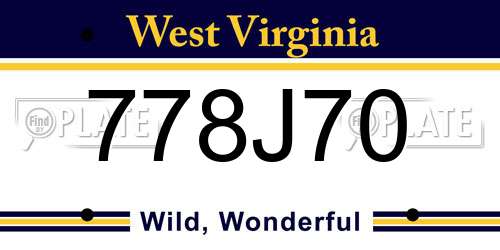 778J70 West Virginia License Plate