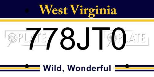 778JT0 West Virginia License Plate