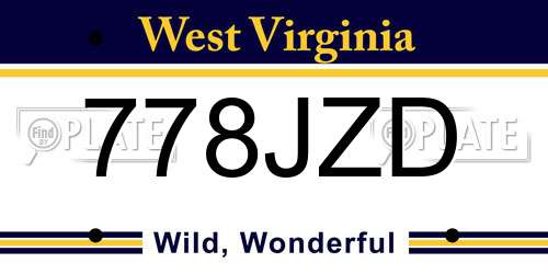 778JZD West Virginia License Plate
