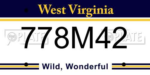 778M42 West Virginia License Plate