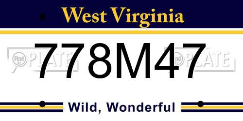 778M47 West Virginia License Plate