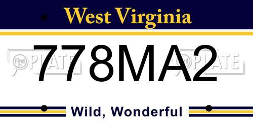 778MA2 West Virginia License Plate