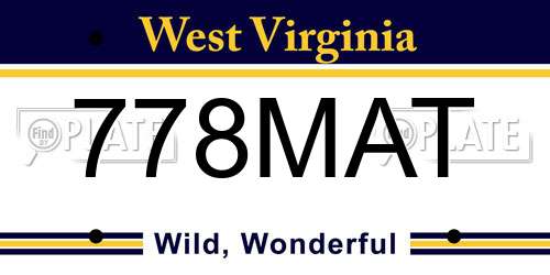 778MAT West Virginia License Plate