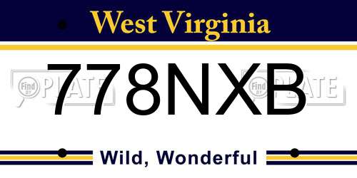 778NXB West Virginia License Plate