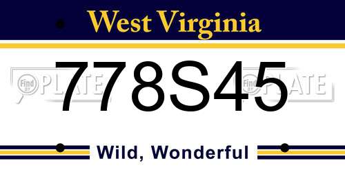 778S45 West Virginia License Plate