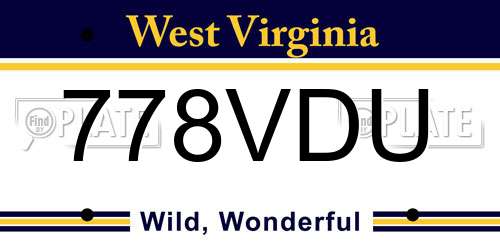 778VDU West Virginia License Plate