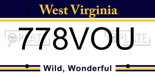 778VOU West Virginia License Plate