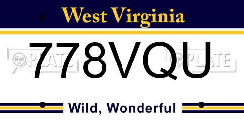 778VQU West Virginia License Plate