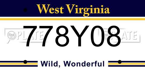 778Y08 West Virginia License Plate