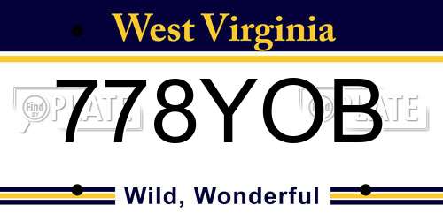 778YOB West Virginia License Plate